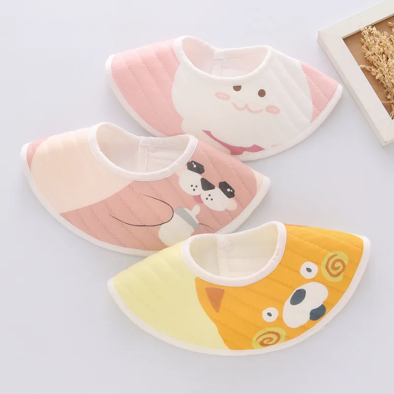 

3pcs/lot Baby Muslin Bibs Round Neck Waterproof Cute Baby Burp Cloths Saliva Towel Infant Feeding Accessories Unisex Baby Stuff