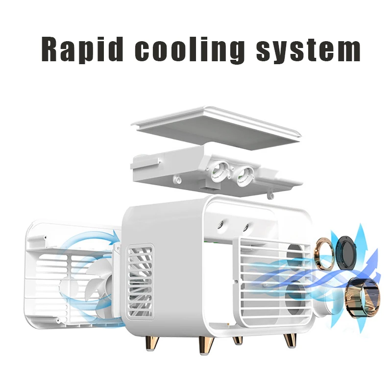 구매 휴대용 에어컨 개인 공기 냉각기 LED 조명 5 단 미니 냉각 팬 데스크탑 가습기 미스트 팬 홈 오피스 PUO88