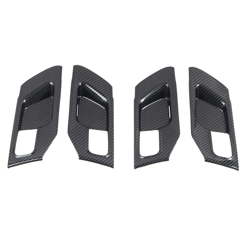 

For Dodge Ram 1500 2019 2020 2021 Car Accessories Interior Side Door Handles Bowl Cover Trim ABS Carbon Fiber Grain 4PCS