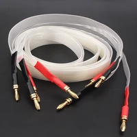 high quality pair hifi audio speaker cable occ silver plated speaker wire carbon fiber banana plug