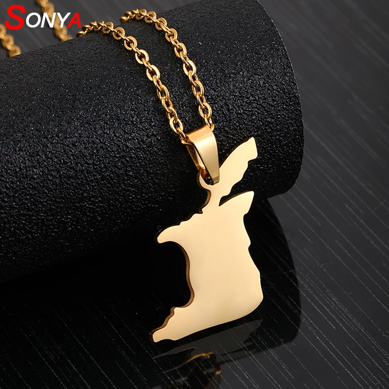 Колье женское из нержавеющей стали с картой Тринидада и Тобаго|Ожерелья