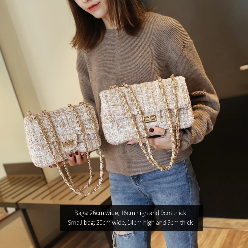 Женская сумка Новинка Осень зима Клетчатая Шерстяная из ткани женская маленькая