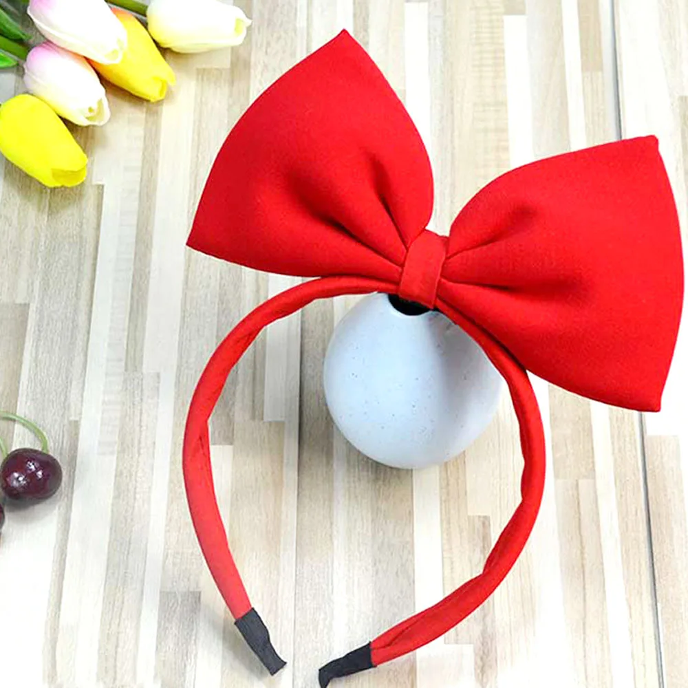 Lazos para el cabello para ni&ntilde;a, accesorios para el cabello de Blancanieves, diadema de lazo rojo hecha a mano, pajarita de tela, banda para el cabello roja de Red, tocado-0