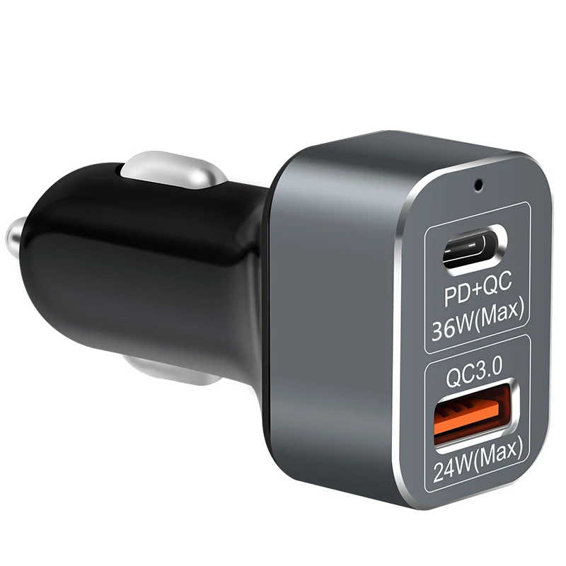 Автомобильное зарядное устройство USB PD Type C 36 Вт + 24 быстрое QC3.0 для iPhone X Samsung S8 Xiaomi MI