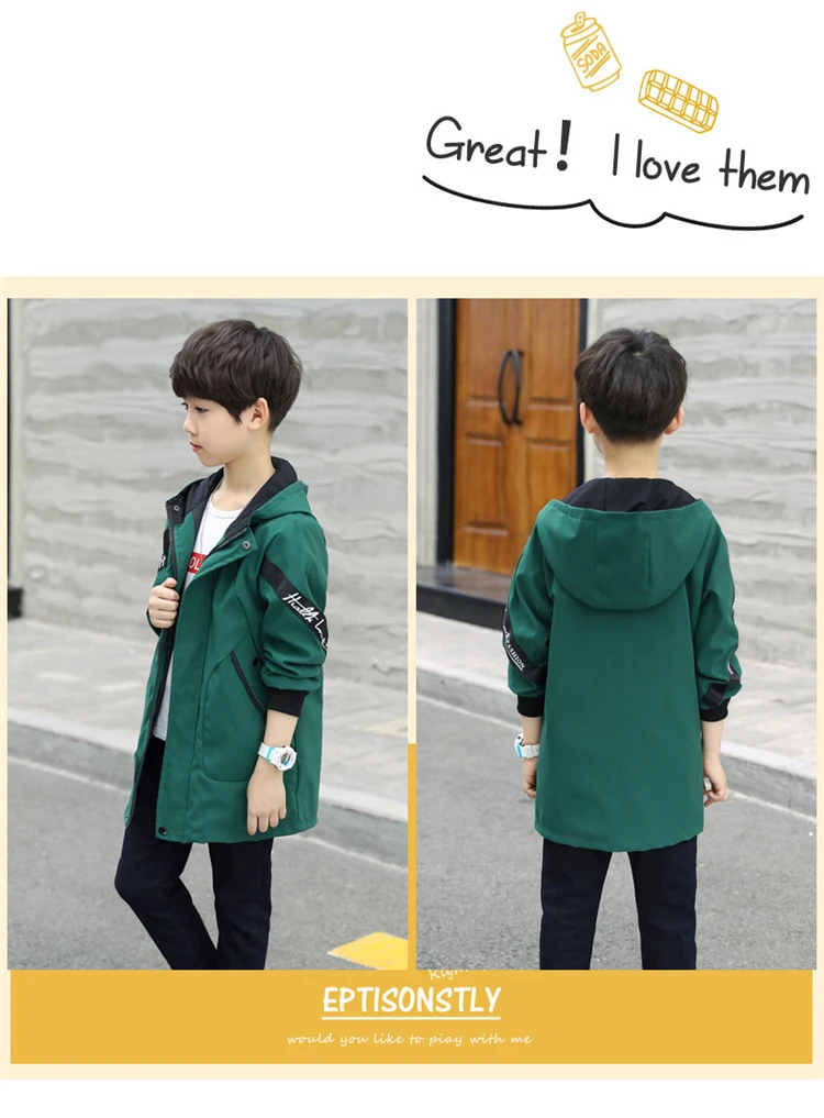 Весенне осенний Тренч для мальчиков подростков новая детская модная