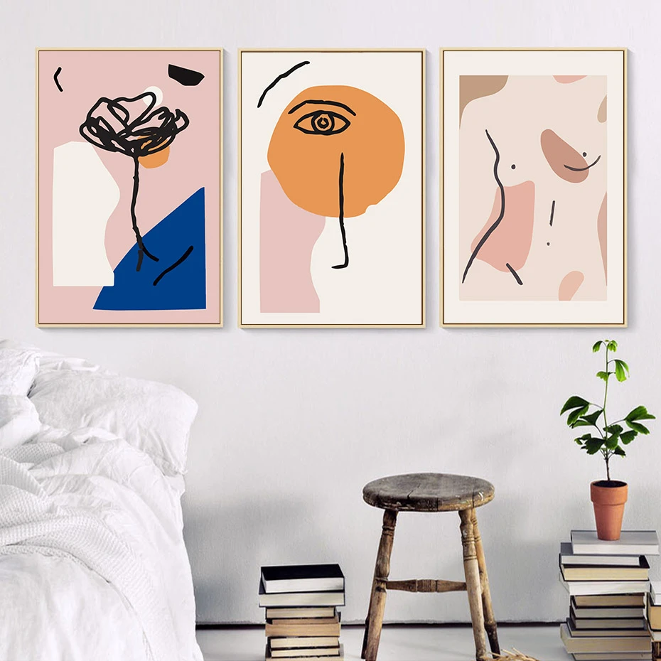 Настенная картина для украшения дома модульный холст с принтом цветов простая в