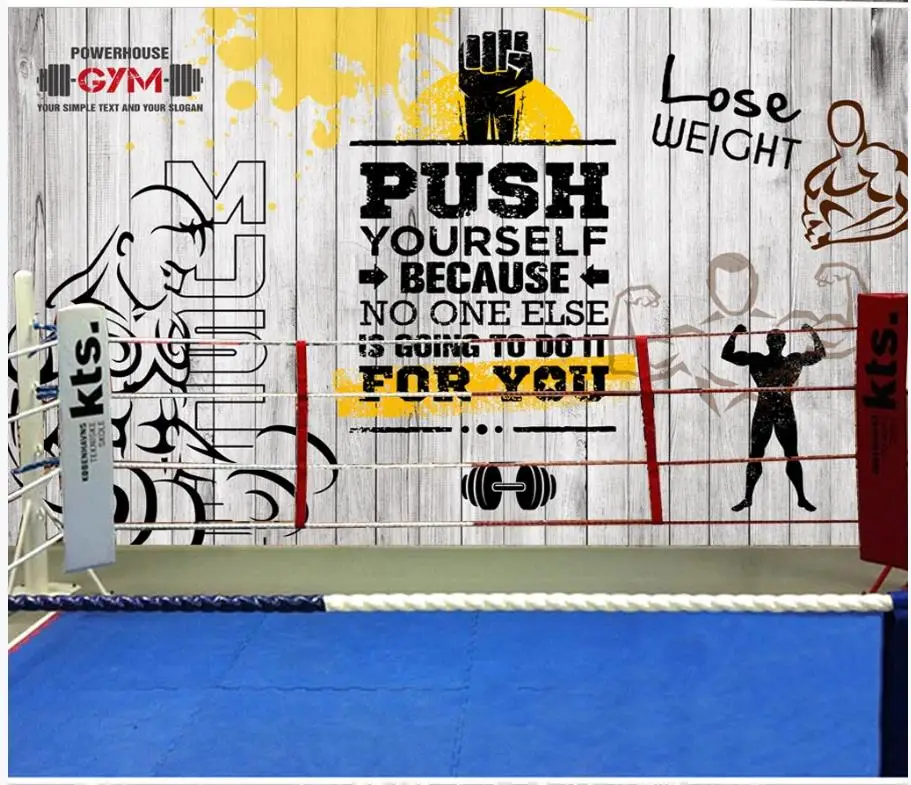 Пользовательские фото обои для стен 3 d фрески винтажные доски спорт фитнес клуб