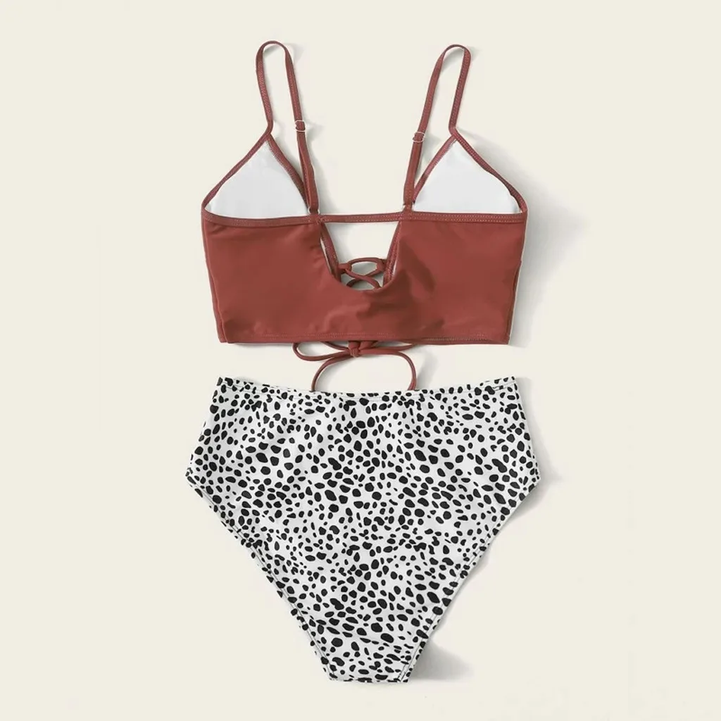 Бикини 2020 на шнуровке купальники из двух частей женский купальник с высокой