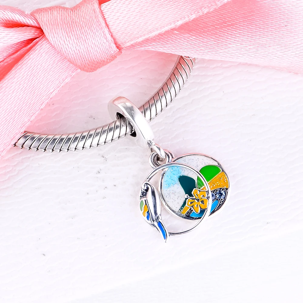 

Fits For 925 Silver Bracelets Brazilian Beach and Parrot Dangle DIY Beads For Jewelry Making Summer Ocean Sterling Silver Charms