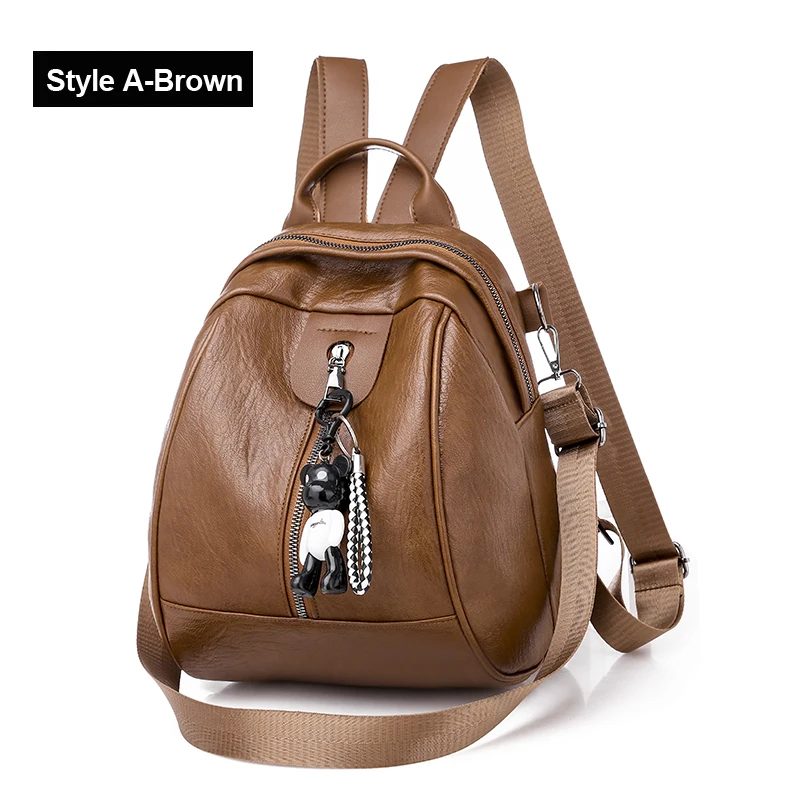 Style A- Brown Vadim Mutifunction кожаная сумка женская маленькая подвеска на рюкзак женские сумки через плечо Маленькая школьная сумка для девочек Sac Femme Mochila - Цвет: Style A- Brown
