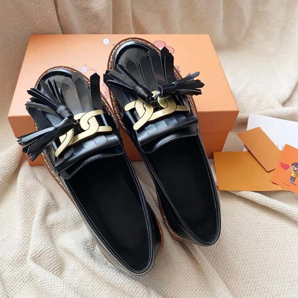 

2021 New Thick Bottom Women Loafers Fringe Decor Genuine Leather Women Shoes Flat Platform Shoes Women Zapatos De Mujer Zapatos