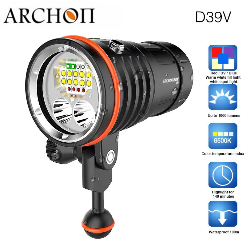 Barato ARCHON-linterna De Buceo D39V De 10000LM, 100M, Faro De Vídeo De Buceo, Luz De Fotografía Submarina, Foco De Buceo Potente