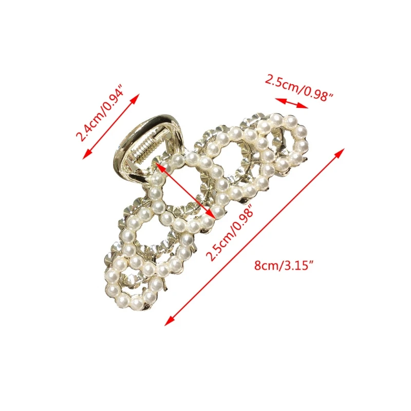 

Hollow Circle Ring Metal Hair Claw Jewelry Pearl Rhinestone Jaw Clips Barrettes R2LE