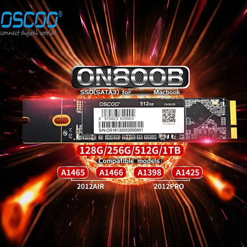

Абсолютно Новый OSCOO SATA3 SSD высокое Скорость SATA 8 + 18Pin Интерфейс 128 ГБ/256 ГБ/512 ГБ/1 ТБ твердотельный накопитель для Macbook Air 2012