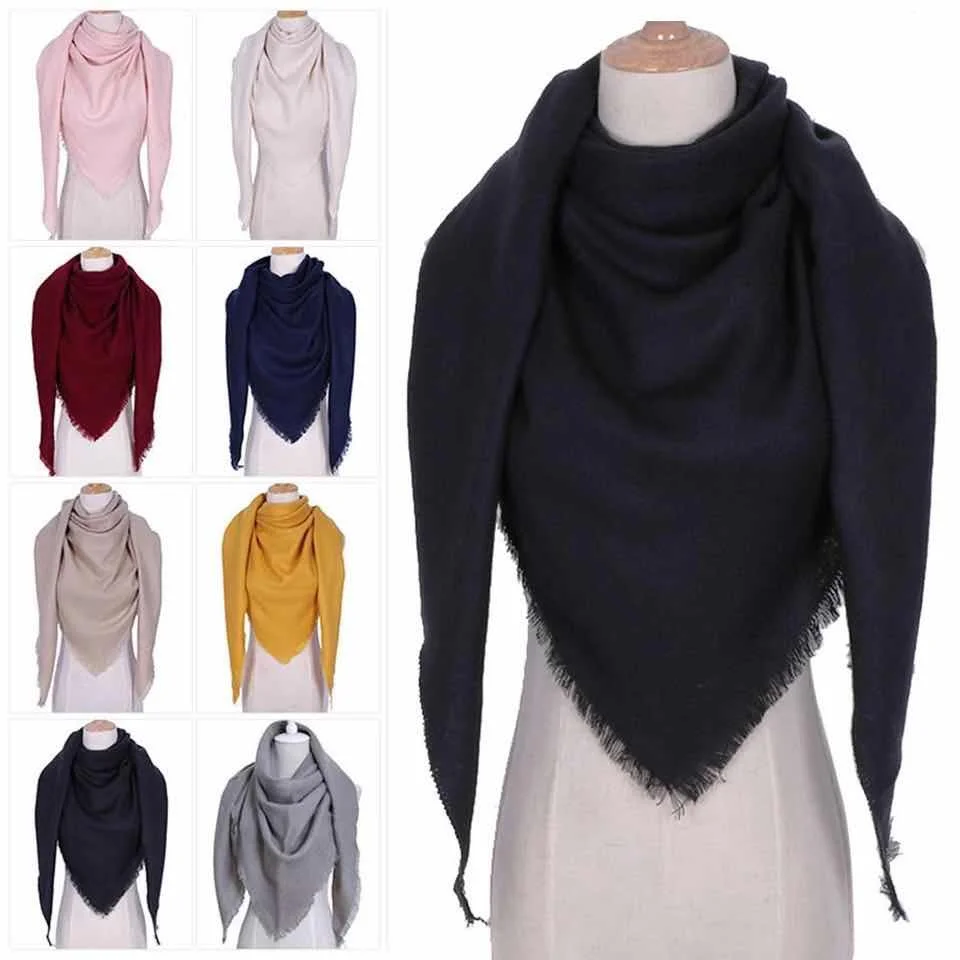 Модный женский зимний хлопковый большой квадратный шарф больше цветов 140 ×