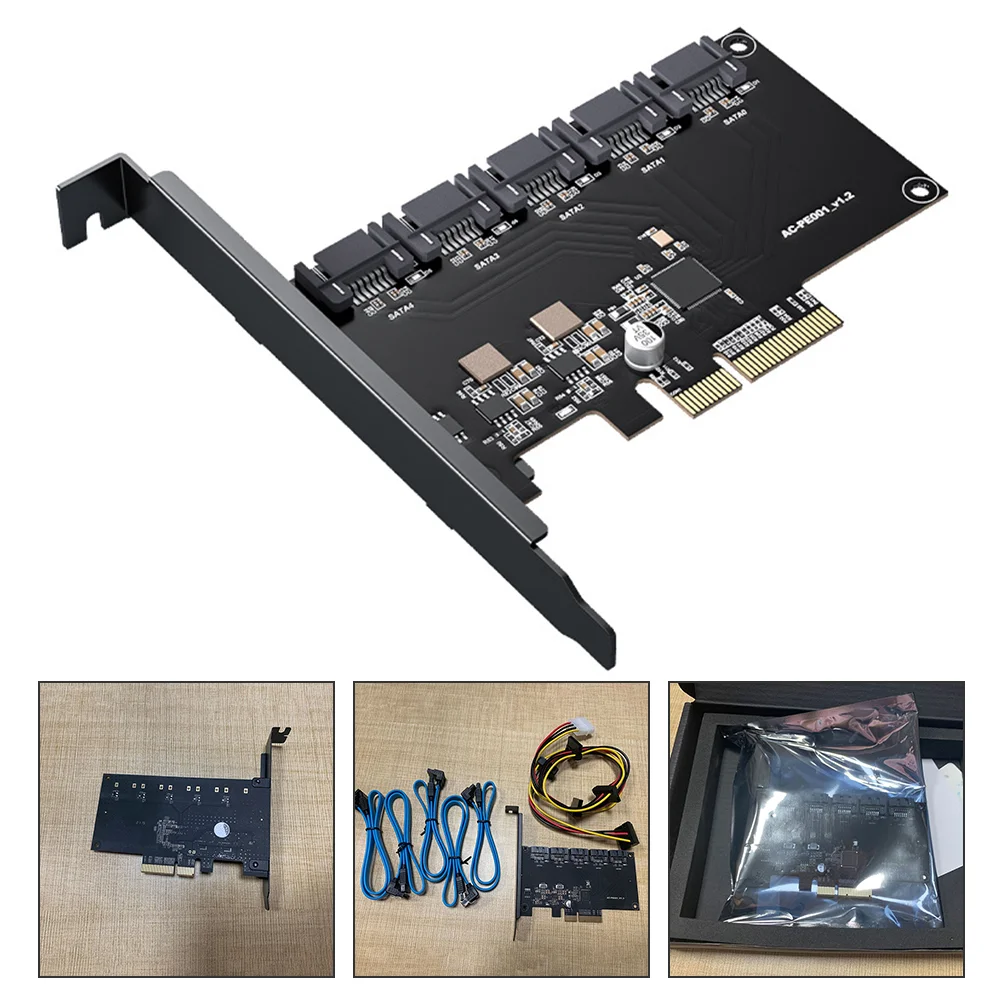 

1 шт., профессиональный PCIE на SATA3.0, экспресс-расширение, 5 портов (черный)
