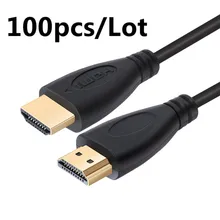 100pcs/Lot Wholesale HDMI Cable High Speed 1080P 3D Gold Plated Video Cables for HDTV Laptop Computer 0.3m 0.5m 1m 1.5m 2m 3m 5m