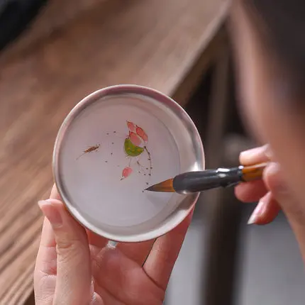 Керамическая чайная чашка ручной работы с внутренним покрытием из серебра 999