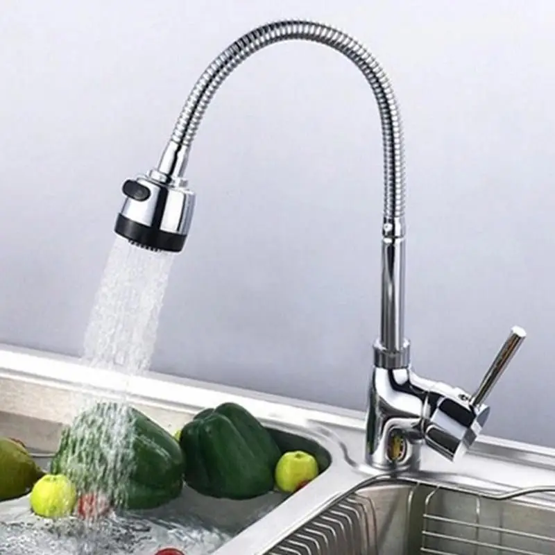 

360 Degrees Rotation Sink Faucet Pipe Stainless Steel Kitchen Sink Spout Water Saving Outlet Fexible Tube Single Handle Connect