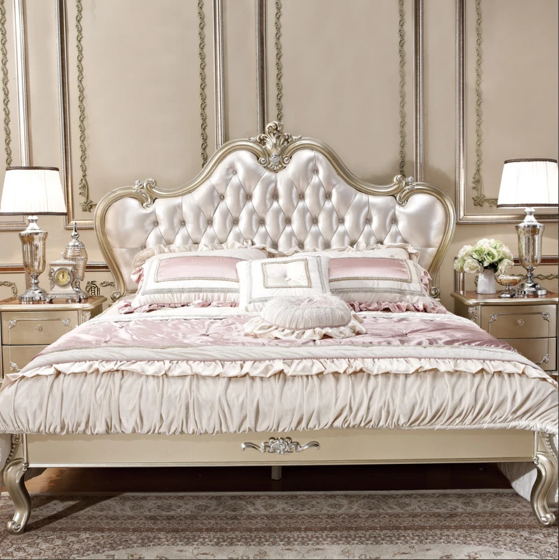 Европейская кровать 1 8 м кожаная мягкая для французской принцессы спальни
