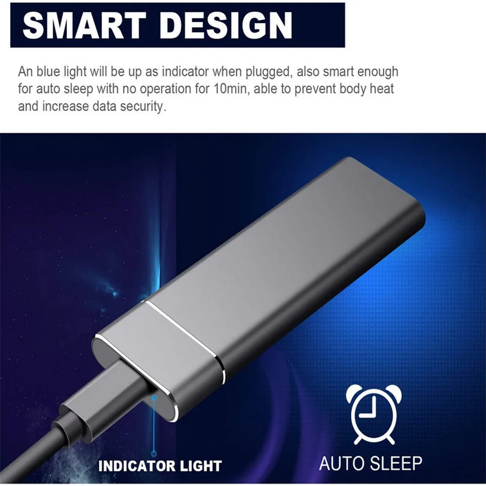 USB 3.1 2 ТБ SSD Внешний жесткий диск флэш память 100 МБ/с. для настольного мобильного