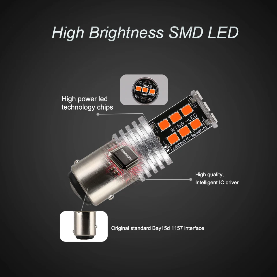 ANMINGPU 2x сигнальная лампа 1156 Led BA15S P21W BAU15S PY21W 2835SMD 1157 BAY15D P21/5W светодиодсветильник