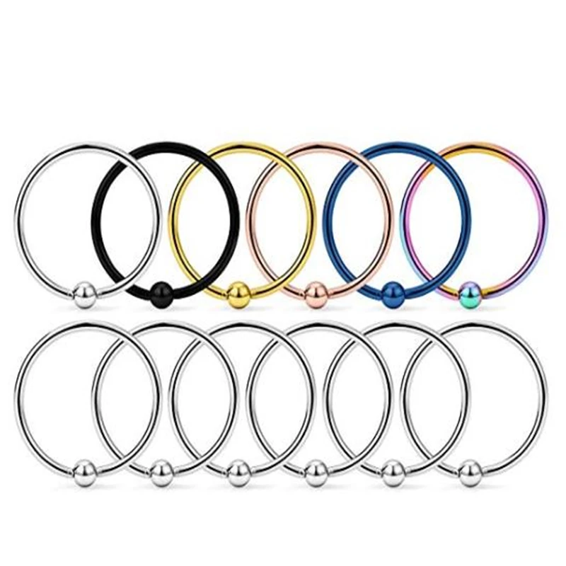 12 шт. нержавеющая сталь Нос Обруч губы бровей Язык спираль серьги на Козелок