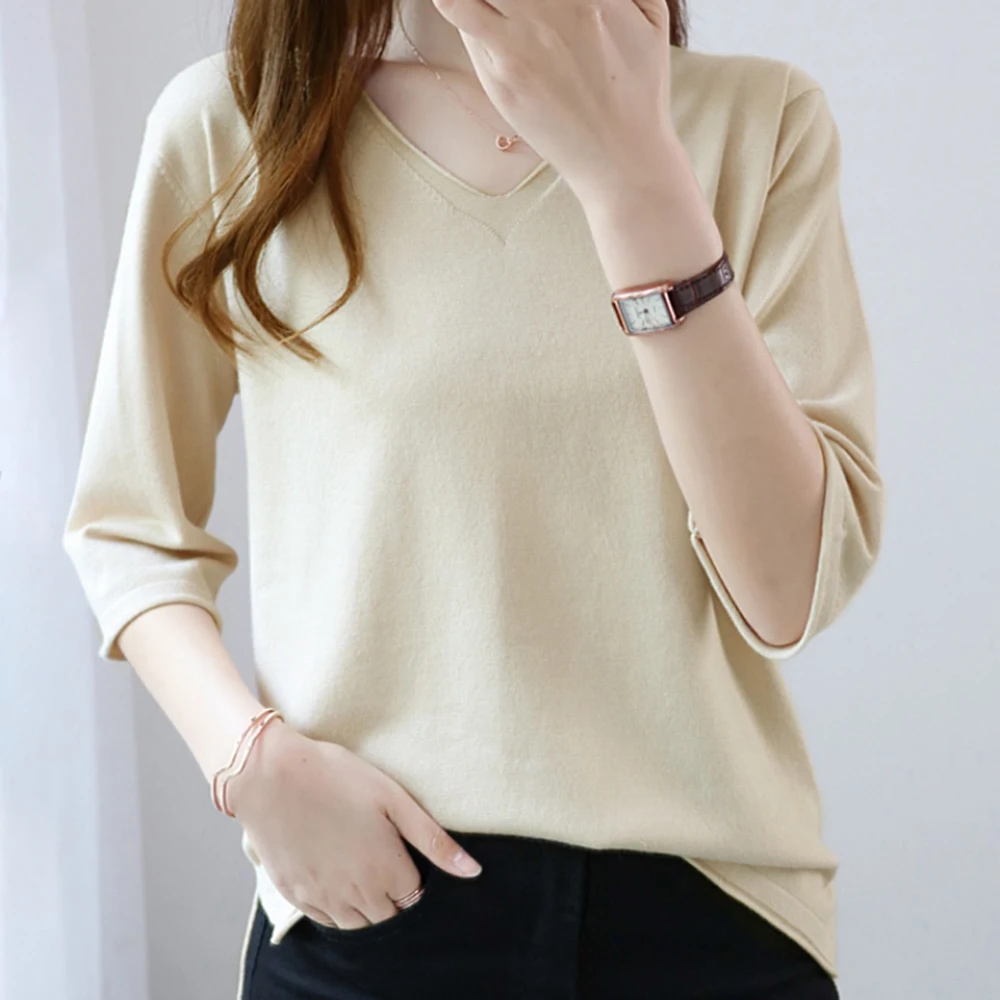 

Женский модный топ 2021, Модные свободные однотонные повседневные осенние женские топы в японском и южнокорейском стиле с круглым вырезом и д...