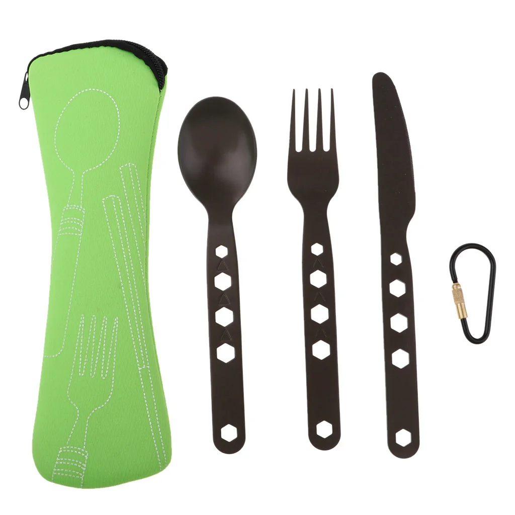 Открытый Портативный походный набор столовых приборов нож вилка ложка с