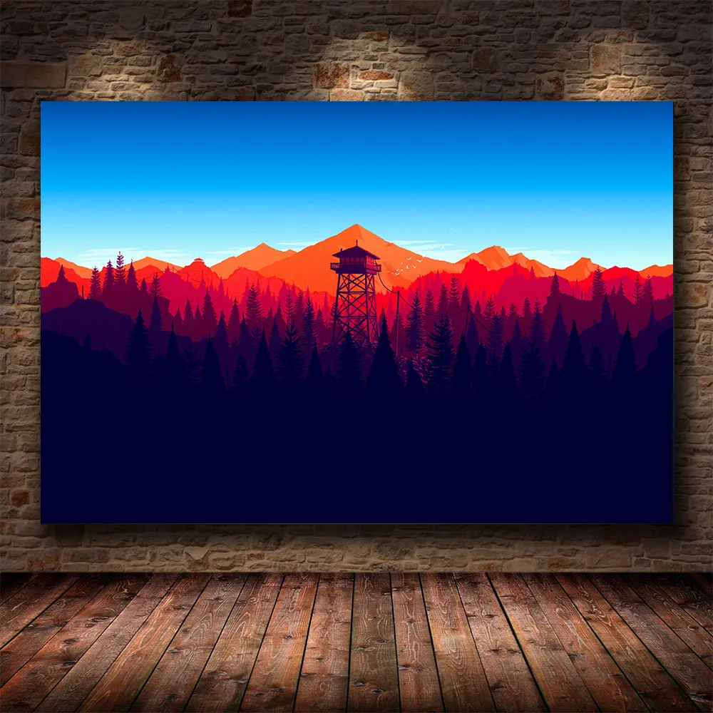 The Game Of Firewatch видеоигры горы минимализм лес настенное искусство холст игры постер