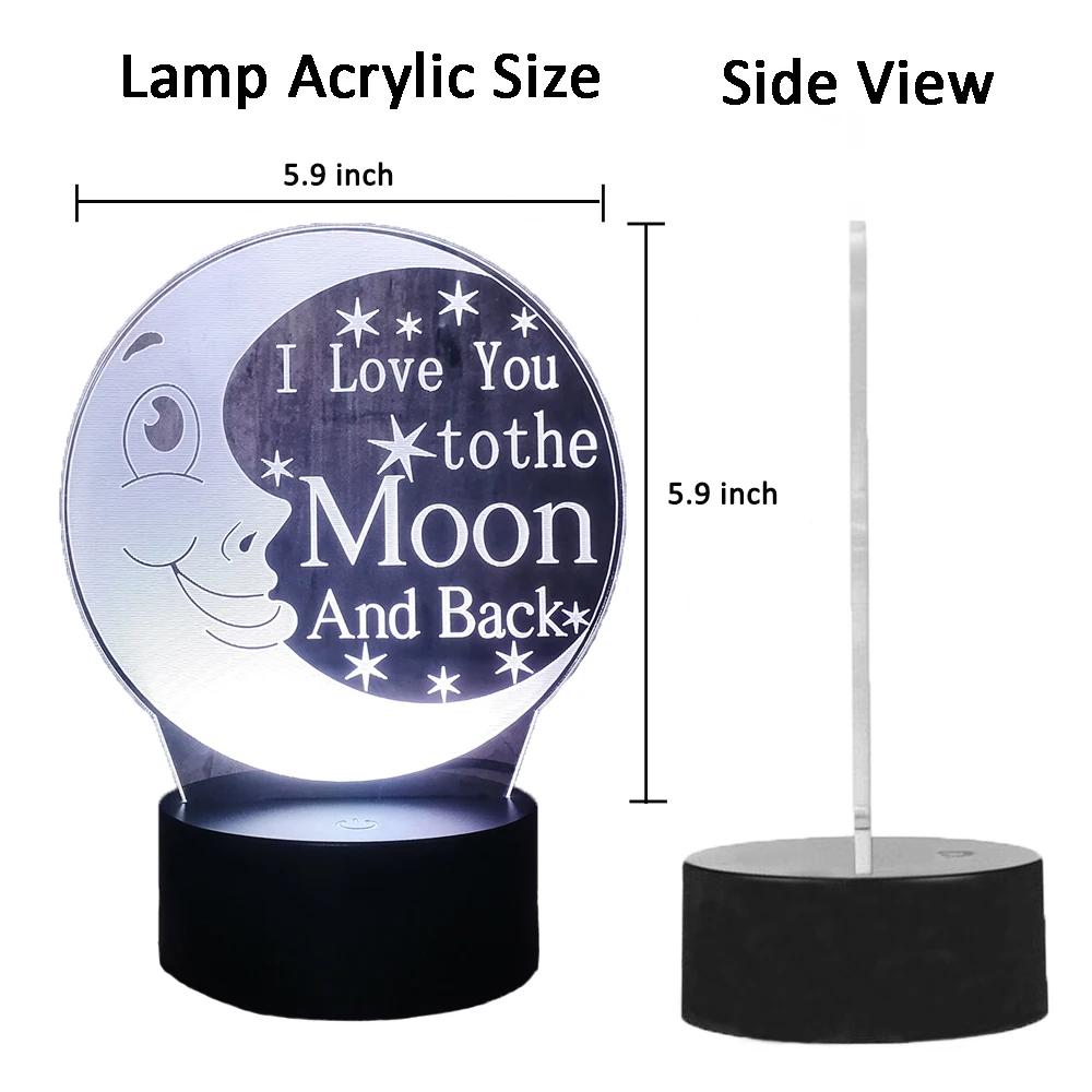 3D светодиодный ночник I Love You To The Moon and Back 7 цветов настольная лампа детская