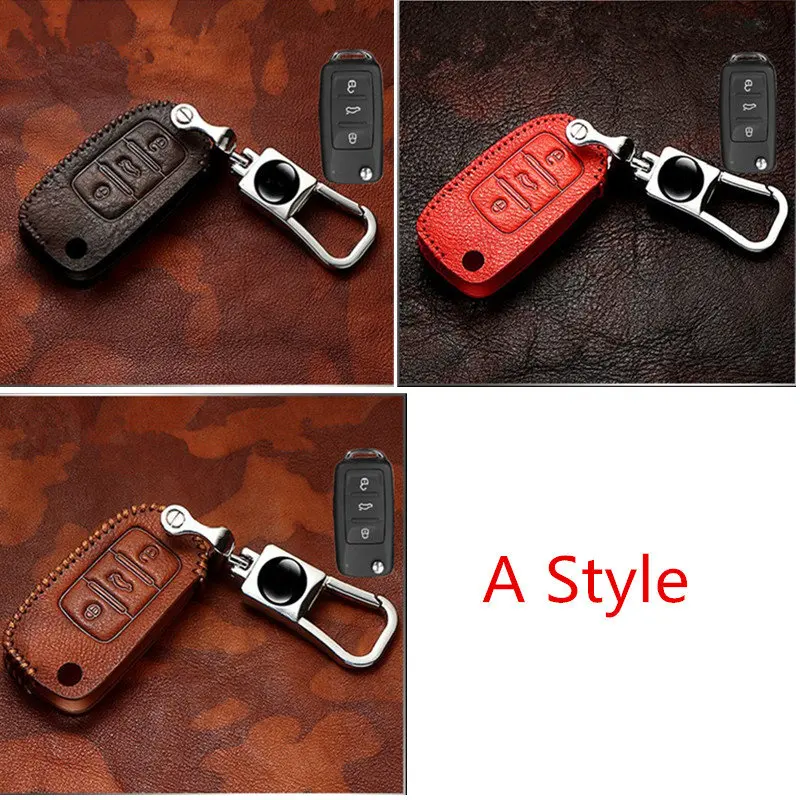 Чехол для автомобильного ключа из натуральной кожи V W Volkswagen Golf 4 5 6 Bora POLO Passat B5 B6 Skoda