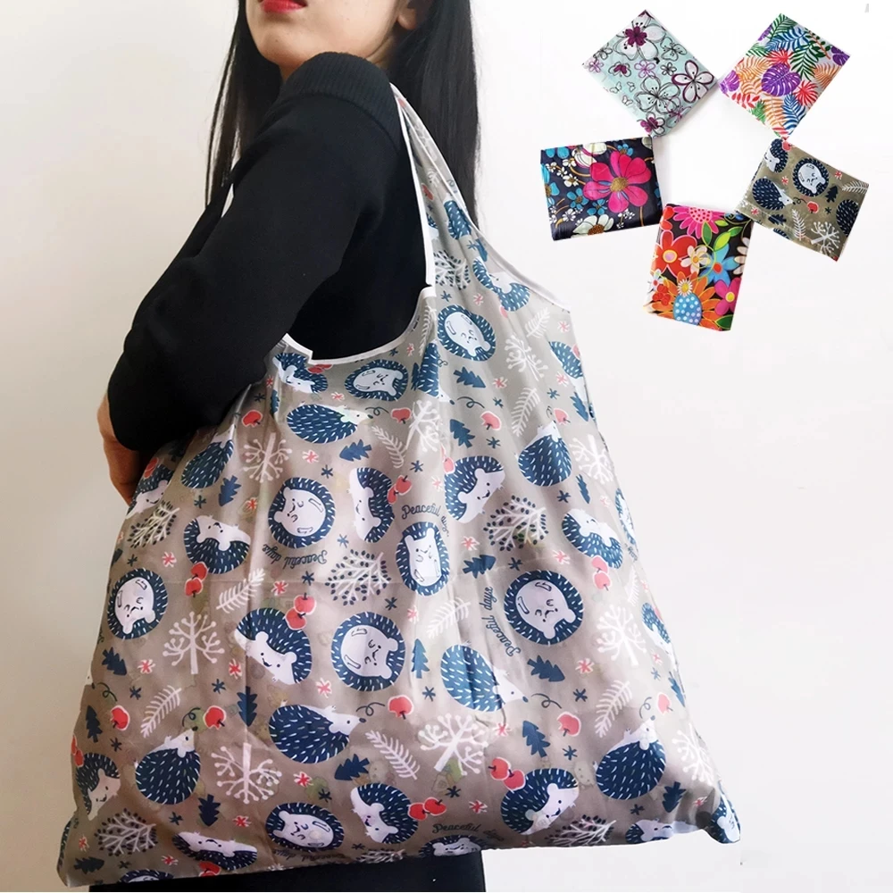 

Large Reusable Shopping Bag Foldable Eco Bag Reusable Grocery Bags Nylon Foladble Tote Bag Nylon Portable Folding Shopping Bags