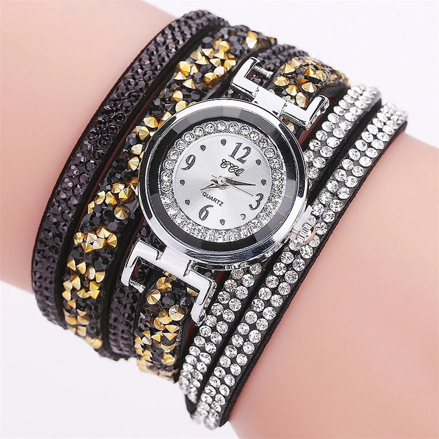 Роскошные модные женские часы стразы повседневные наручные с кожаным ремешком и