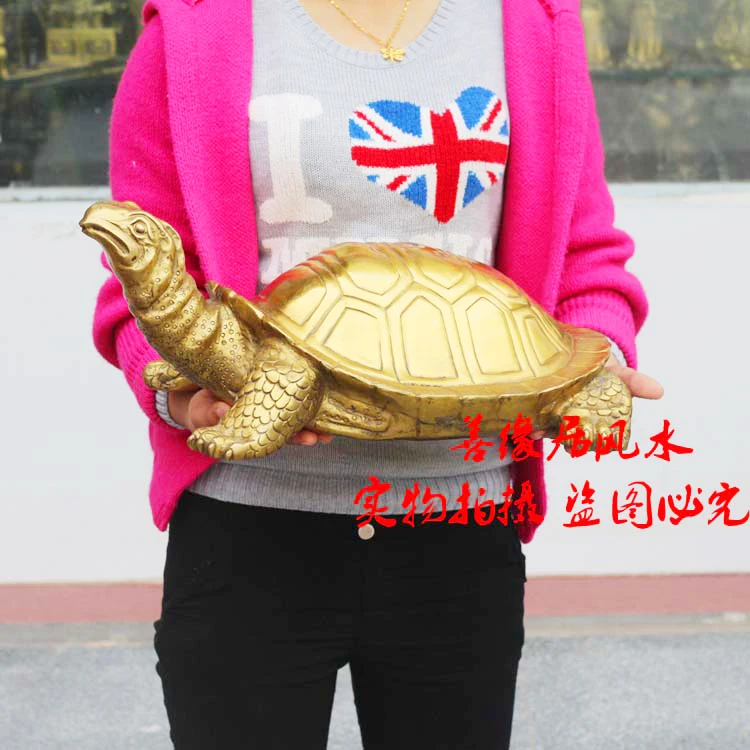 

50 см большая компания магазин домашний эффективный талисман принесет цвет черепахи Золотая китайская фэн-шуй латунная статуя