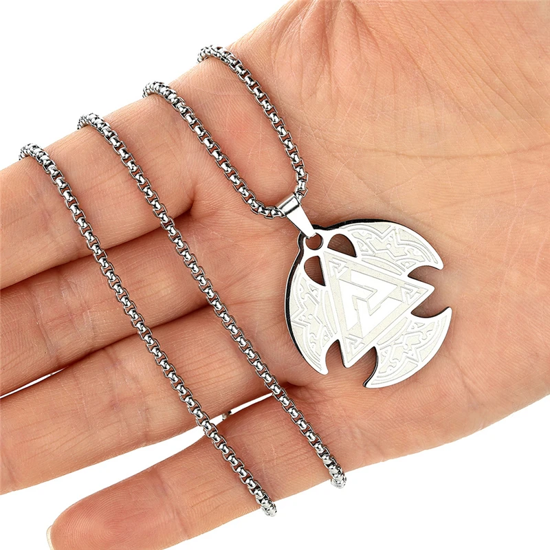 

Men Fashion Vintage Stainless Steel Necklace Nordic Runes Viking Pendant Necklace for Men Wolf Totem Amulet Chains Jewelry Gifts