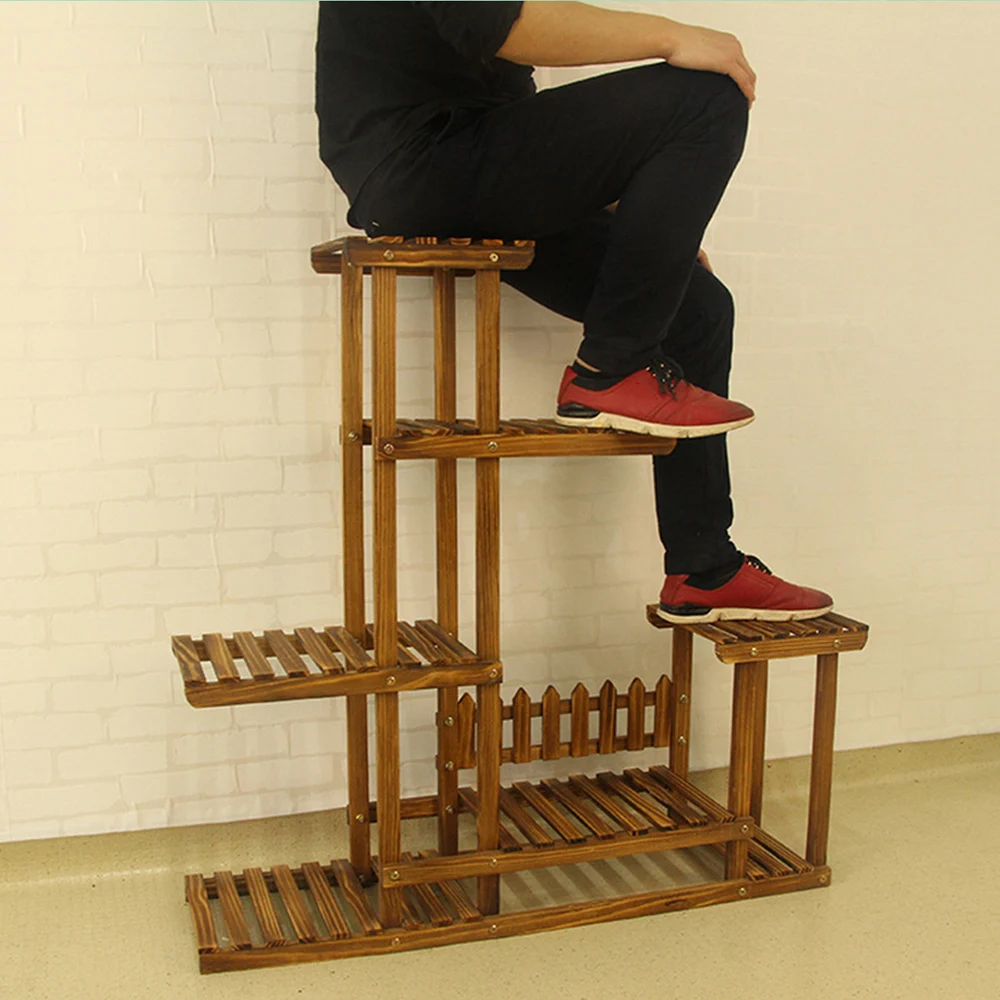 Подставка для цветов деревянный держатель растений бонсай витрина полка