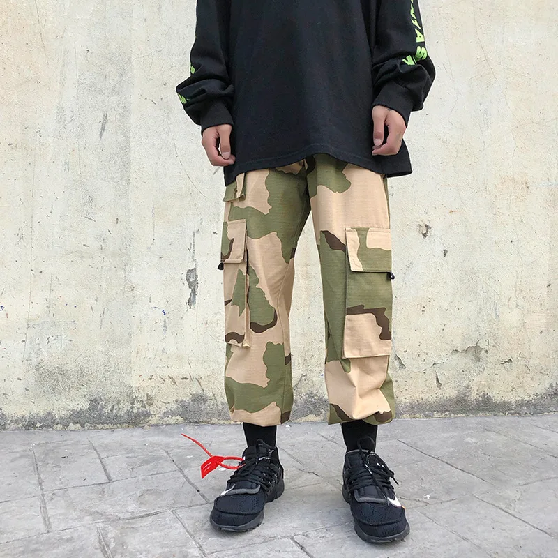

Мужские камуфляжные брюки карго 2019, мужские уличные спортивные штаны в стиле хип-хоп, винтажные штаны для бега, Комбинезоны на весну, спорти...