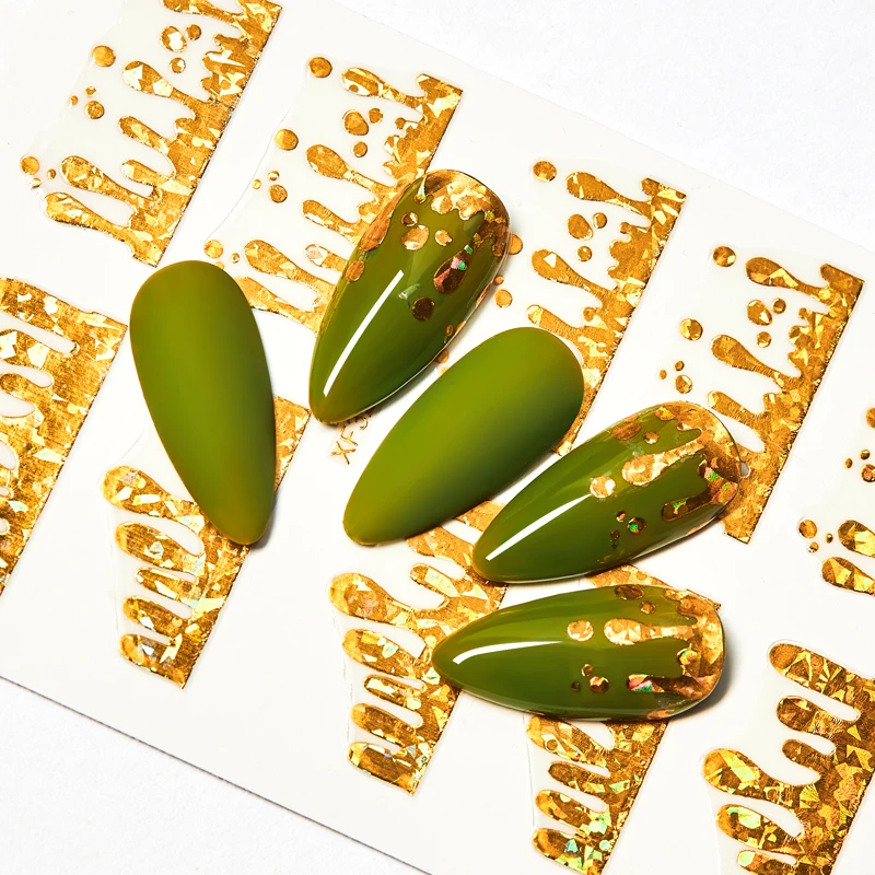 3D Nail Art Decorations Flame Sticker Design Sliders Nailart Self-Adhesive Fire Foil matrica for Manicure Deco Tips | Красота и