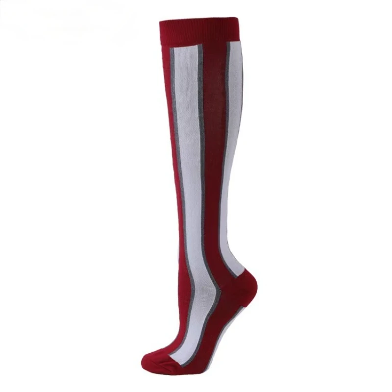 

Компрессионные чулки для бега мужские, однотонные, в полоску, для велоспорта, износостойкие, дышащие, компрессионные чулки для варикозного ...