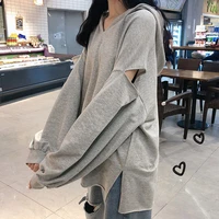 ladies pullover careful machine loose and versatile ripped off shoulder sweater womens long sleeved mid length thin top