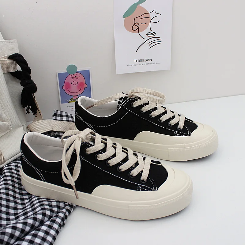 

Retro Flat Women's Canvas Shoes Lace Up Casual Women's Sports Shoes Breathable Platform Women's Sneakers Chaussure Femme