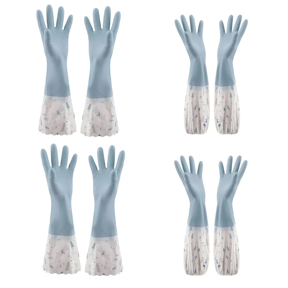 

4 Pairs of Dishwashing Thicken Kitchen Cleaning Waterproof Size Random Color