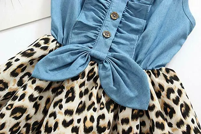 

Toddler Infant Kids Baby Girl Clothes Princess Party Dress Ruffle Bow Leopard Dress