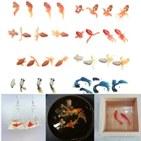 10 pcsset 3d transparent resin goldfish sticker silicone molds epoxy filler ornamental fish for diy jewelry silicone making