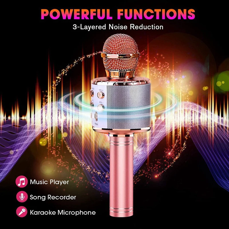 

HFES 2 Pcs Wireless Bluetooth Musical Microphone,Handheld Microphone Speaker Music Player Recorder,for Christmas,Birthday,Etc