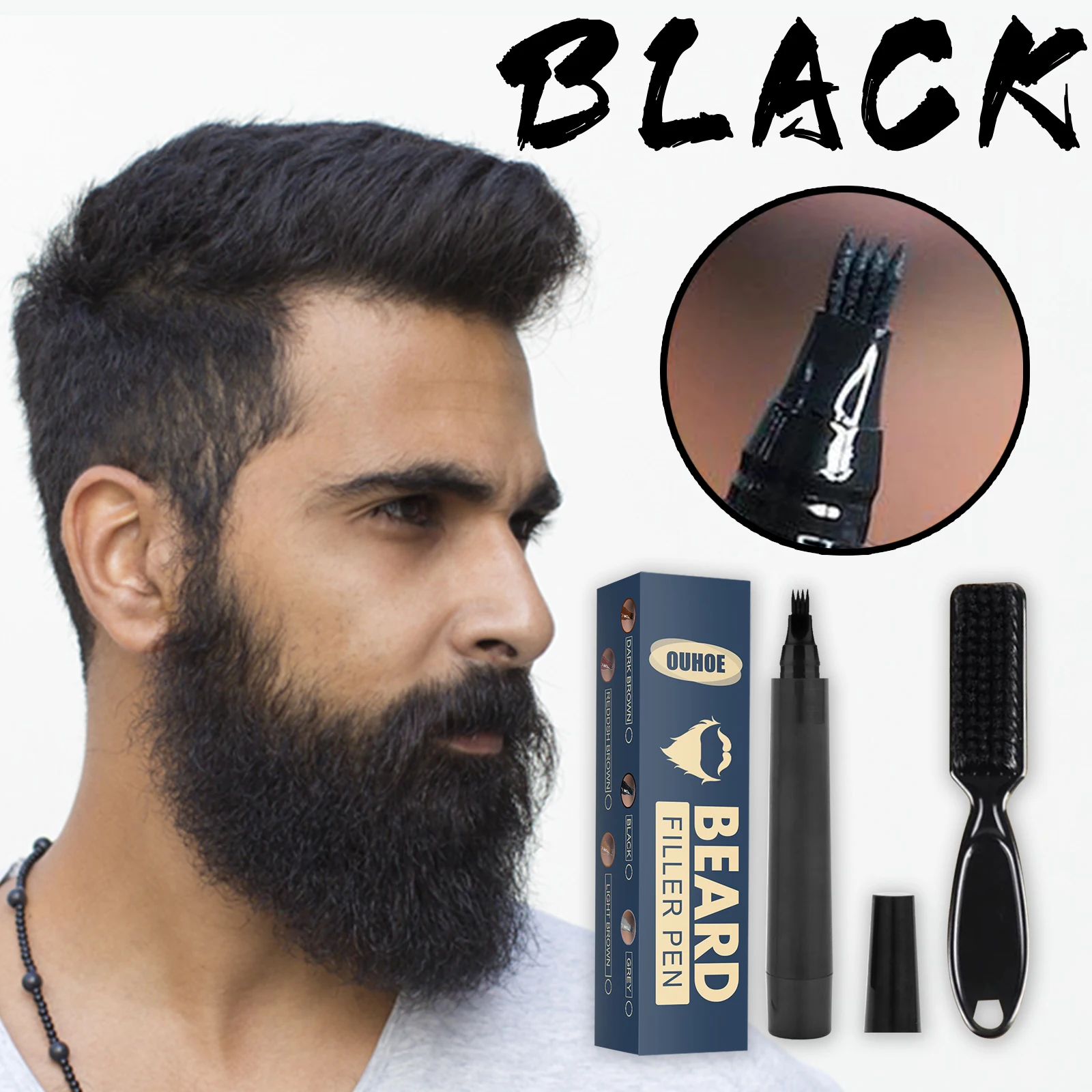 

Beard Pencil Filler Beard Filling Pen Kit Barber Pencil With Brush Salon Facial Hair Styling Eyebrow Tool Male Mustache Repair