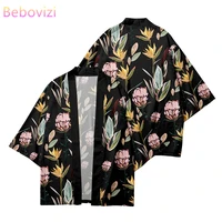 plus size xxs 6xl black green floral print loose japanese streetwear cardigan women men harajuku haori kimono cosplay top yukata