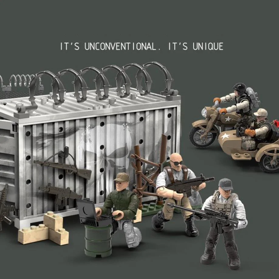4в1 Современная военная база Силы борьбы с терроризмом Строительные кирпичи Армейские фигуры Оружие Транспортное средство Игрушка-конструктор Mega Block для мальчиков Подарки.
