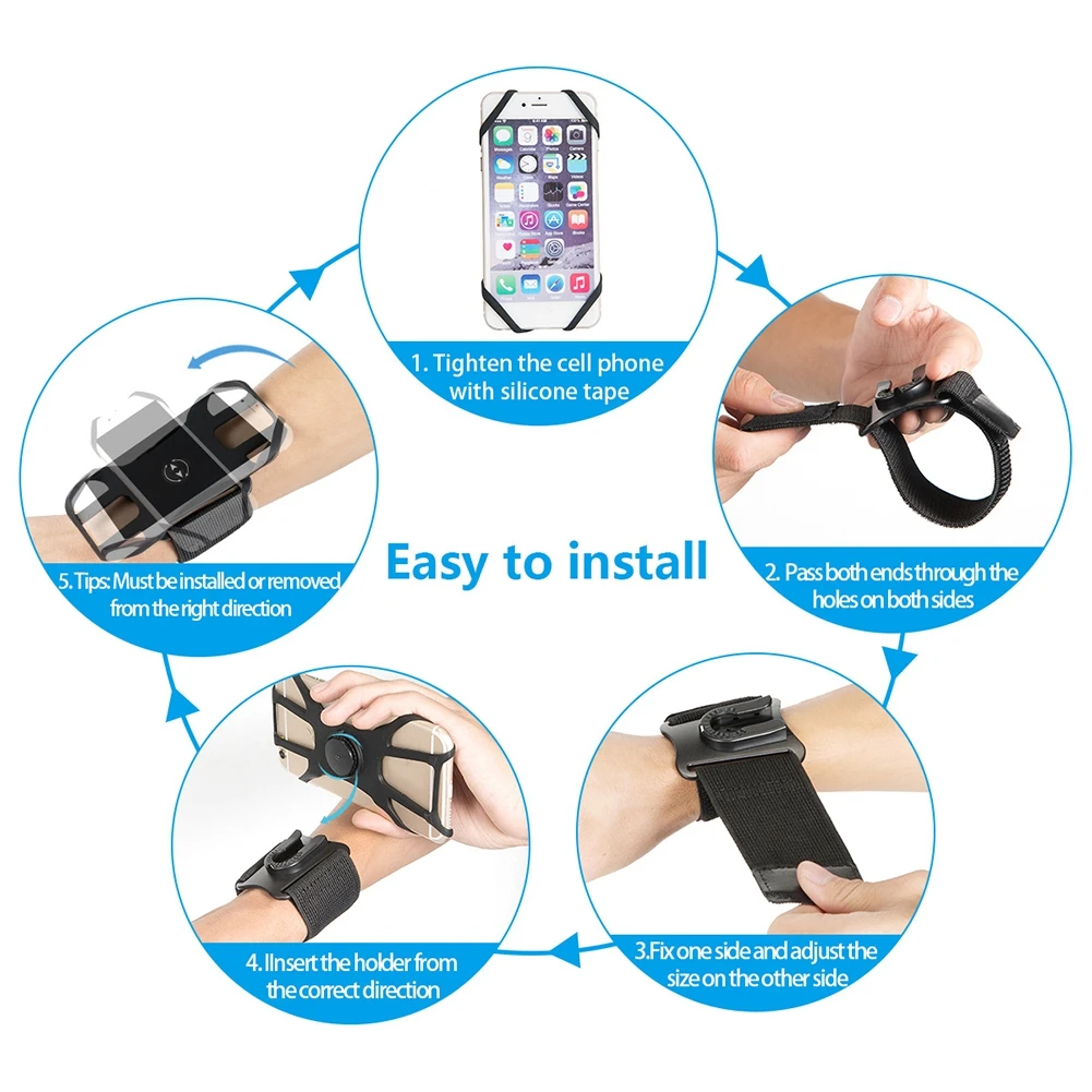 

Black Running Armband Phone Holder Bag Arm Band Wrist Band Black Fits For 4.0'' - 7.0'' Smartphone With Free Extender Strap